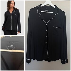 Cozy Earth Bamboo Stretch-Knit Long Sleeve Pajama Top